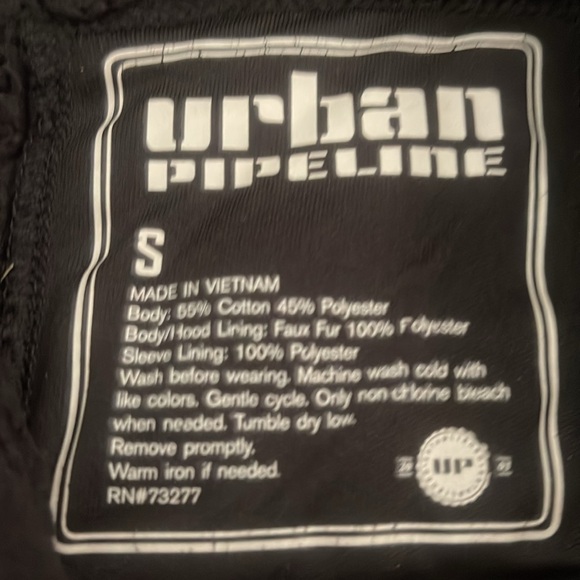 Urban Pipeline Black Sherpa Hooded Full Zip Jacket—5 pockets-Small - Picture 2 of 4